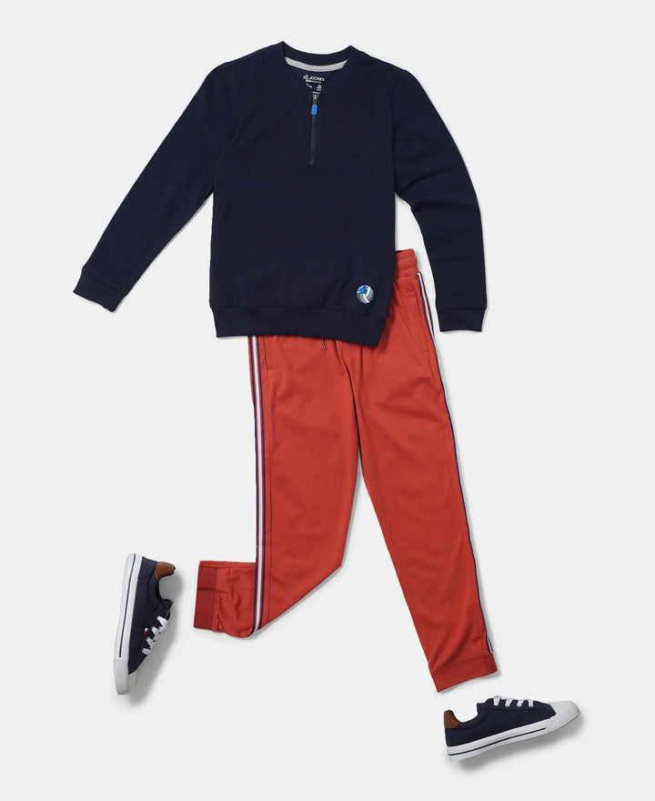 Super Combed Cotton Rich Trackpants with Contrast Side Taping - Cinnabar-4