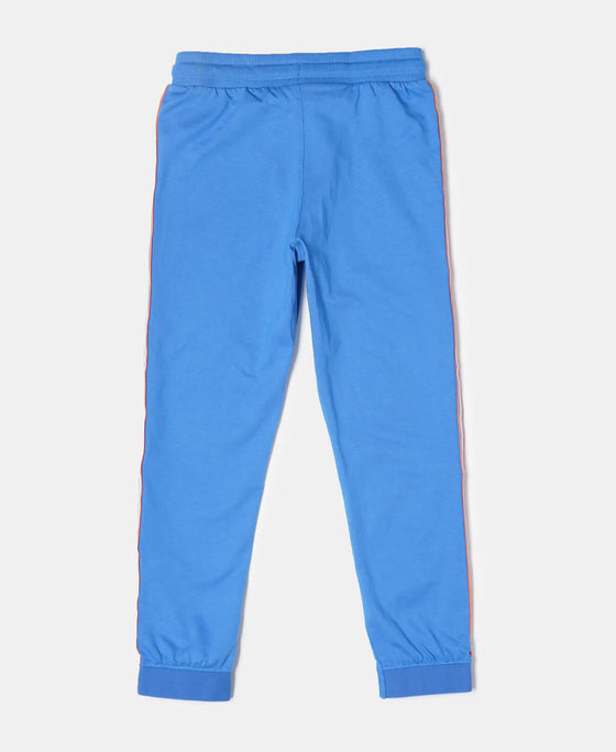 Super Combed Cotton Rich Trackpants with Contrast Side Taping - Palace Blue-2