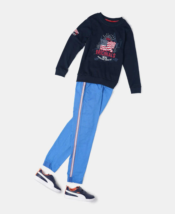 Super Combed Cotton Rich Trackpants with Contrast Side Taping - Palace Blue-4