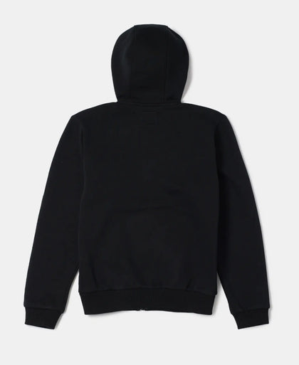 Super Combed Cotton Rich Fleece Fabric Graphic Printed Hoodie Jacket - Black-2