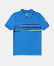 Super Combed Cotton Rich Graphic Printed Half Sleeve Polo T-Shirt - Neon Blue-1