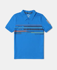 Super Combed Cotton Rich Graphic Printed Half Sleeve Polo T-Shirt - Neon Blue-1