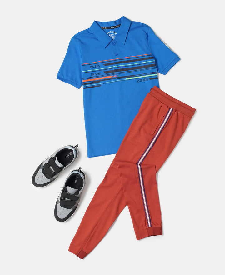 Super Combed Cotton Rich Graphic Printed Half Sleeve Polo T-Shirt - Neon Blue-4