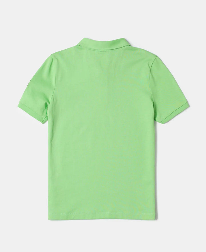 Super Combed Cotton Rich Graphic Printed Half Sleeve Polo T-Shirt - Neon Green-2
