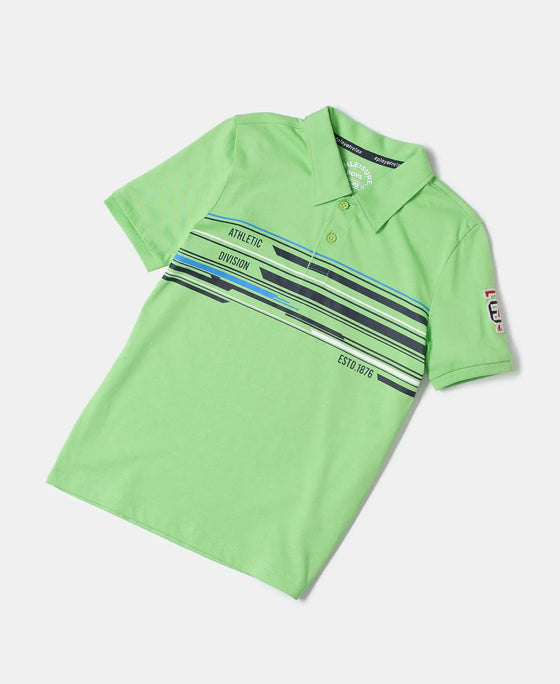 Super Combed Cotton Rich Graphic Printed Half Sleeve Polo T-Shirt - Neon Green-5