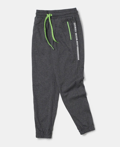 Super Combed Cotton Rich Graphic Printed Joggers with Elasticated Hem - Charcoal Melange-5
