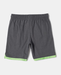 Super Combed Cotton Rich Graphic Printed Shorts with Contrast Tape Design - Gunmetal-2