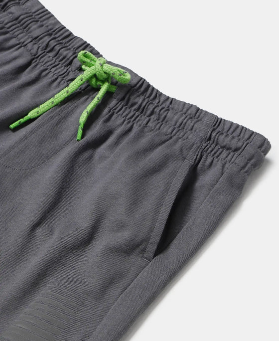 Super Combed Cotton Rich Graphic Printed Shorts with Contrast Tape Design - Gunmetal-3