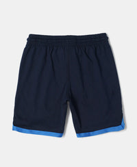 Super Combed Cotton Rich Graphic Printed Shorts with Contrast Tape Design - Navy-2