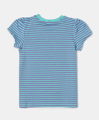 Super Combed Cotton Elastane Rib Striped Short Sleeve T-Shirt - Aster Purple & Pool Blue Printed-2