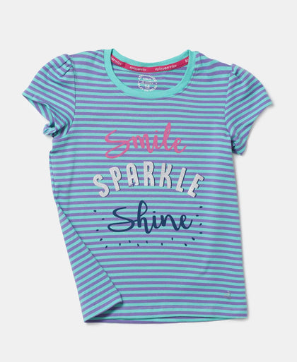 Super Combed Cotton Elastane Rib Striped Short Sleeve T-Shirt - Aster Purple & Pool Blue Printed-5