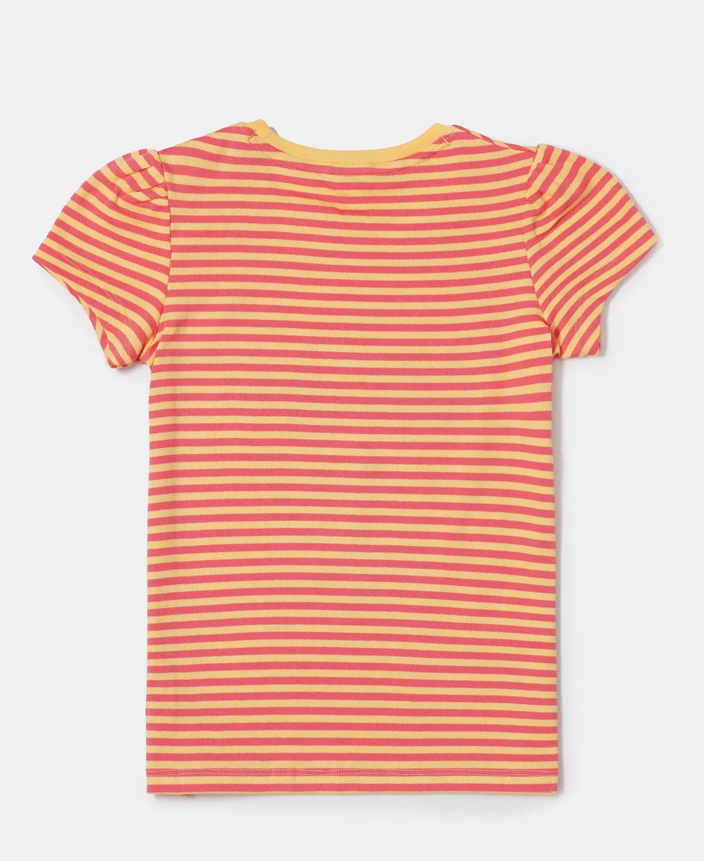 Super Combed Cotton Elastane Rib Striped Short Sleeve T-Shirt - BananaCream & Dubarry Printed-2