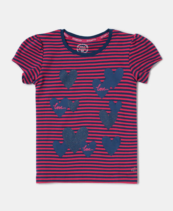 Super Combed Cotton Elastane Rib Striped Short Sleeve T-Shirt - Poseidon & Ruby Printed-1