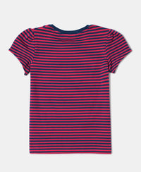 Super Combed Cotton Elastane Rib Striped Short Sleeve T-Shirt - Poseidon & Ruby Printed-2