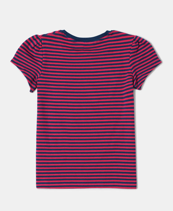 Super Combed Cotton Elastane Rib Striped Short Sleeve T-Shirt - Poseidon & Ruby Printed-2