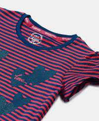 Super Combed Cotton Elastane Rib Striped Short Sleeve T-Shirt - Poseidon & Ruby Printed-3