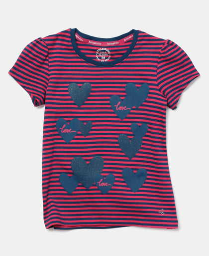 Super Combed Cotton Elastane Rib Striped Short Sleeve T-Shirt - Poseidon & Ruby Printed-5