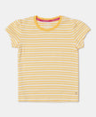 Super Combed Cotton Elastane Rib Striped Short Sleeve T-Shirt - Banana Cream & White-1