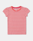 Super Combed Cotton Elastane Rib Striped Short Sleeve T-Shirt - Dubarry & White-1