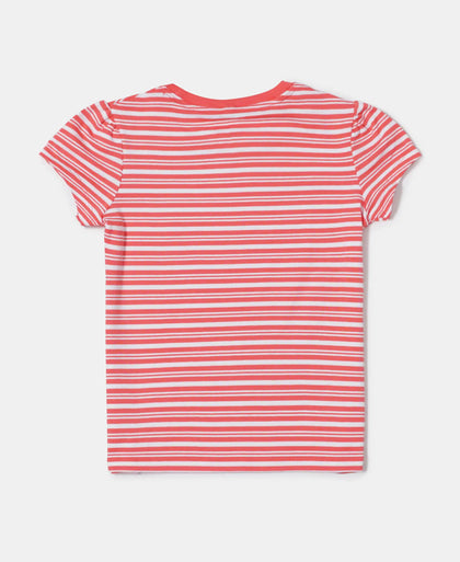 Super Combed Cotton Elastane Rib Striped Short Sleeve T-Shirt - Dubarry & White-2