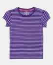 Super Combed Cotton Elastane Rib Striped Short Sleeve T-Shirt - Royal Purple & Paisley Purple-1