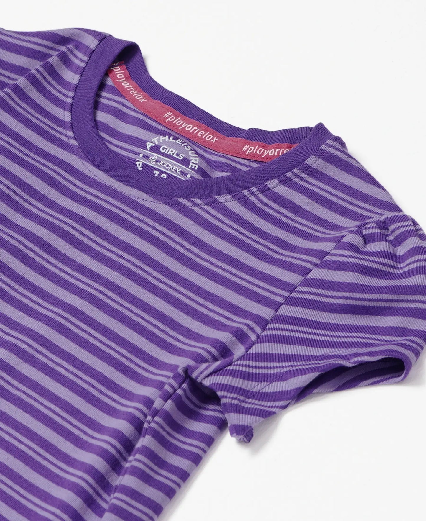 Super Combed Cotton Elastane Rib Striped Short Sleeve T-Shirt - Royal Purple & Paisley Purple-3