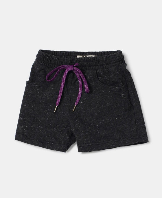 Super Combed Cotton French Terry Solid Shorts - Black Snow Melange-5