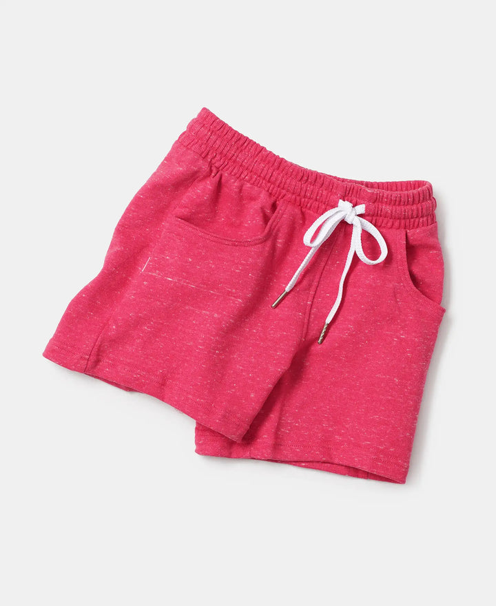 Super Combed Cotton French Terry Solid Shorts - Ruby Snow Melange-5