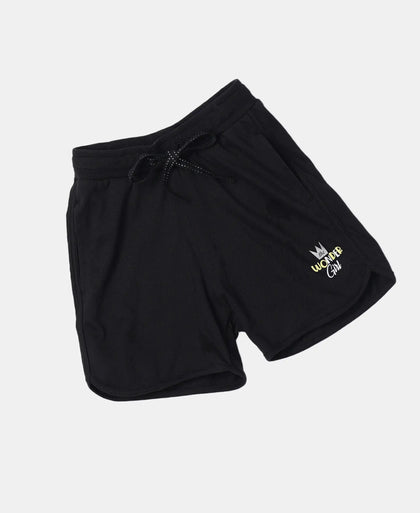 Super Combed Cotton Rich Graphic Printed Shorts with Curved Hem - Black-5