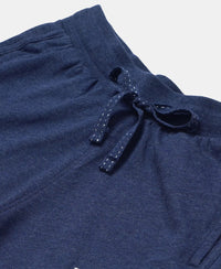 Super Combed Cotton Rich Graphic Printed Shorts with Curved Hem - Medieval Blue Melange-3