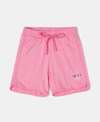 Super Combed Cotton Rich Graphic Printed Shorts with Curved Hem - Pink Carnation-1