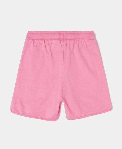 Super Combed Cotton Rich Graphic Printed Shorts with Curved Hem - Pink Carnation-2