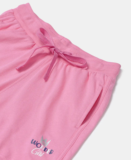 Super Combed Cotton Rich Graphic Printed Shorts with Curved Hem - Pink Carnation-3