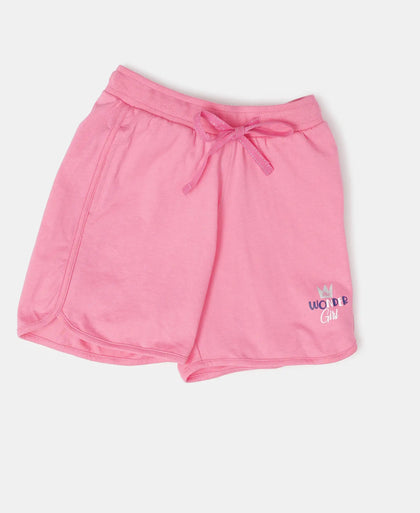 Super Combed Cotton Rich Graphic Printed Shorts with Curved Hem - Pink Carnation-5