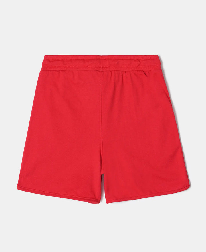 Super Combed Cotton Rich Graphic Printed Shorts with Curved Hem - Rio Red-2