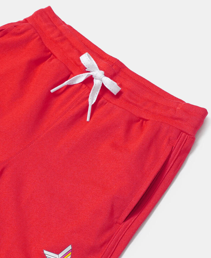 Super Combed Cotton Rich Graphic Printed Shorts with Curved Hem - Rio Red-3