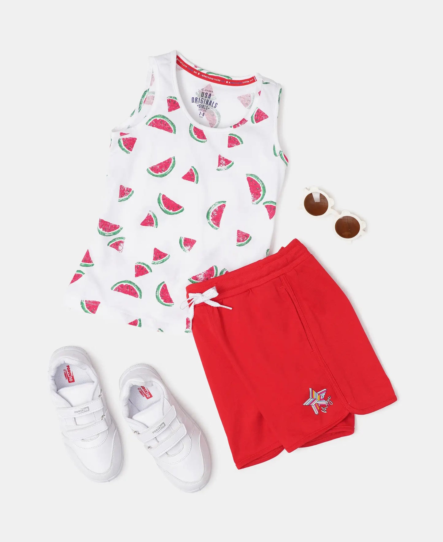 Super Combed Cotton Rich Graphic Printed Shorts with Curved Hem - Rio Red-4