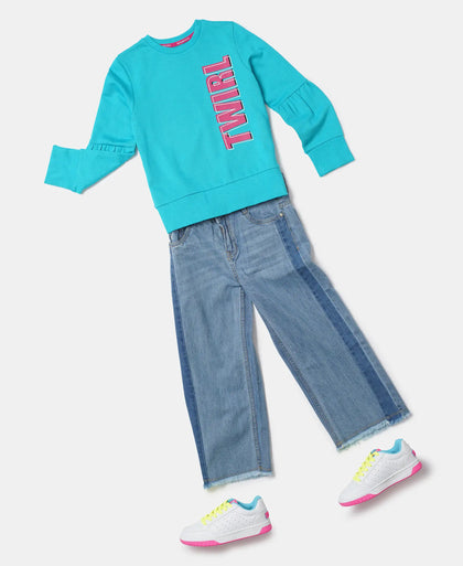 Super Combed Cotton French Terry Graphic Printed Sweatshirt - Paradise Teal-4