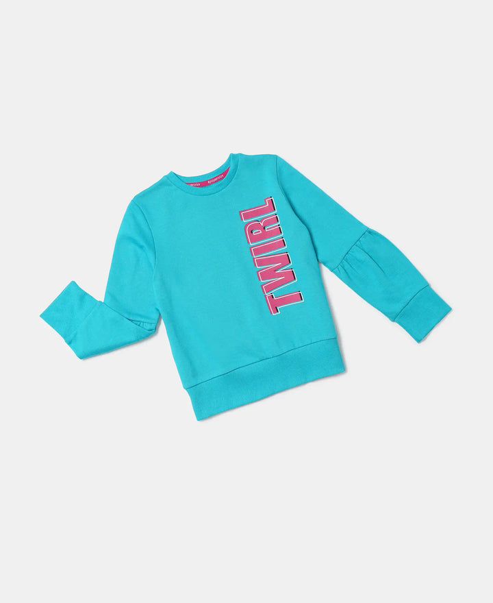 Super Combed Cotton French Terry Graphic Printed Sweatshirt - Paradise Teal-5