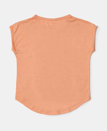 Micro Modal Cotton Printed Short Sleeve T-Shirt with Hi Low Hem - Coral Reef-2