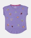 Micro Modal Cotton Printed Short Sleeve T-Shirt with Hi Low Hem - Paisley Purple-1