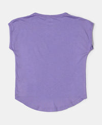 Micro Modal Cotton Printed Short Sleeve T-Shirt with Hi Low Hem - Paisley Purple-2