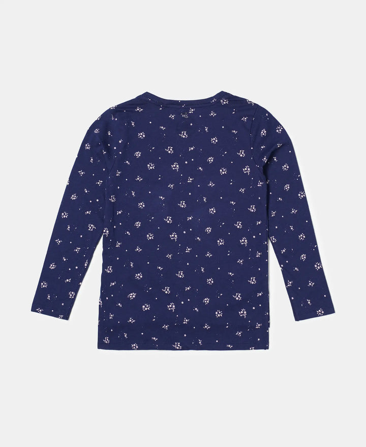 Super Combed Cotton Printed Full Sleeve T-Shirt - Imperial Blue Printed-2
