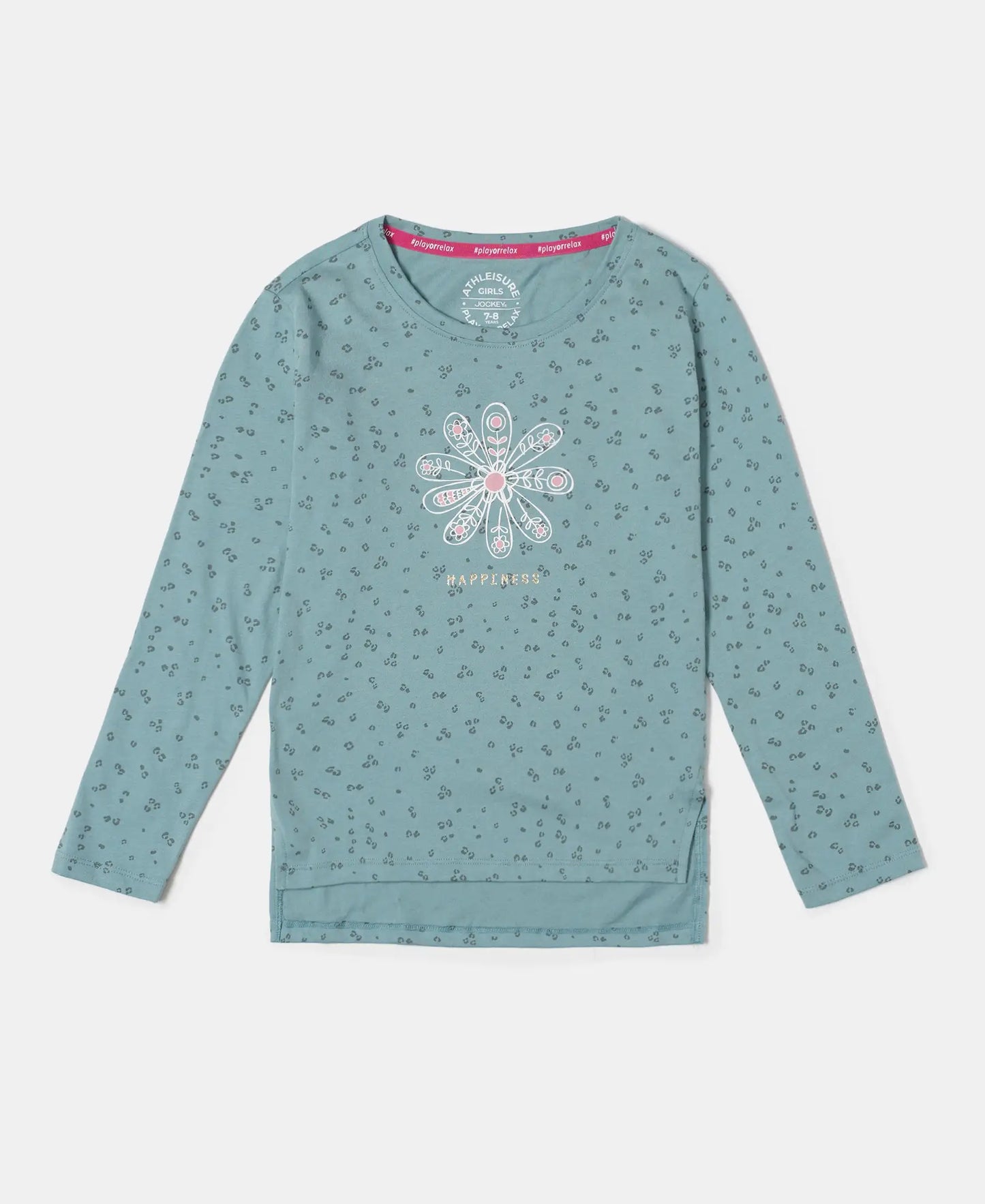 Super Combed Cotton Printed Full Sleeve T-Shirt - Mineral Blue-1