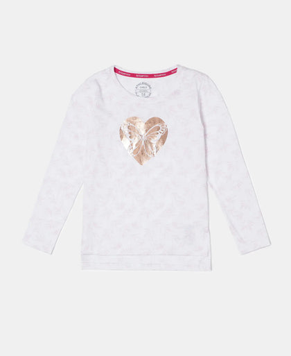Super Combed Cotton Printed Full Sleeve T-Shirt - White Printed-1