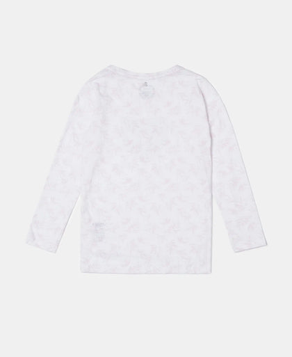 Super Combed Cotton Printed Full Sleeve T-Shirt - White Printed-2