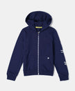 Super Combed Cotton French Terry Graphic Printed Hoodie Jacket - Imperial Blue-1