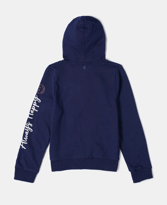 Super Combed Cotton French Terry Graphic Printed Hoodie Jacket - Imperial Blue-2