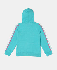 Super Combed Cotton French Terry Graphic Printed Hoodie Jacket - Paradise Teal Snow Melange-2