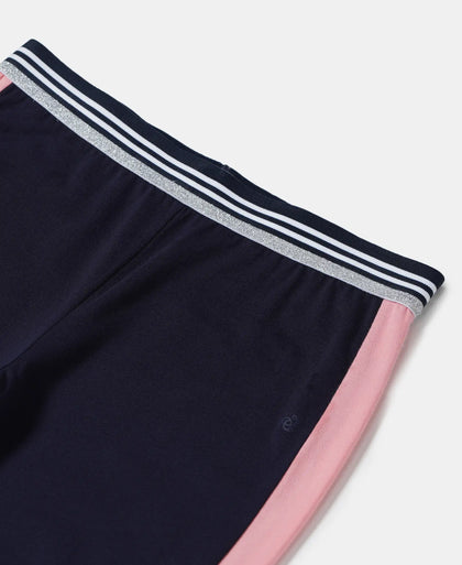 Super Combed Cotton Elastane Leggings with Contrast Side Panel - Cosmic Sapphire-3